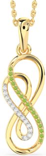 Diamond & Peridot Gold Silver Infinity Necklace