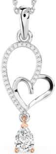 Diamond Platinum & Rose Gold Heart Necklace
