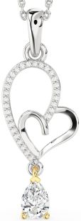 Diamond Silver & 10K gold Heart Necklace