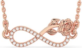 Diamond Rose Gold Infinity Flower Necklace