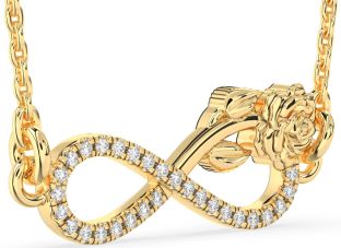 Diamond Gold Infinity Flower Necklace