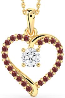 Diamond & Garnet Gold Heart Necklace