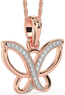 Diamond Rose Gold Butterfly Necklace