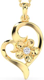 Diamond Gold Heart Flower Necklace