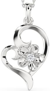 Diamond White Gold Heart Flower Necklace