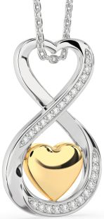 Diamond Silver & 10K gold Infinity Heart Necklace
