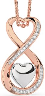 Diamond White Rose Gold Infinity Heart Necklace