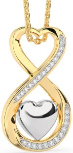 Diamond Gold Silver Infinity Heart Necklace