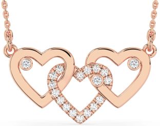 Large Diamond Rose Gold Heart Necklace