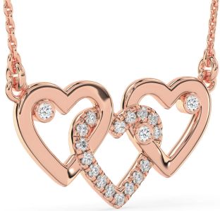 Large Diamond Rose Gold Heart Necklace