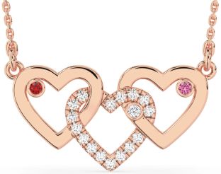 Large Diamond Rose Gold Heart Mother's Necklace