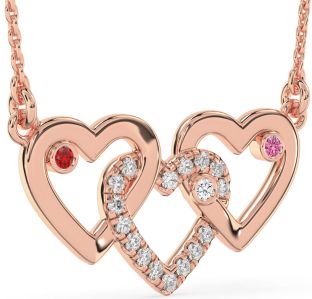 Large Diamond Rose Gold Heart Mother's Necklace