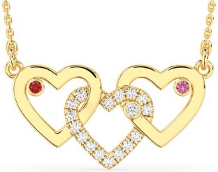 Large Diamond Gold Heart Mother's Necklace