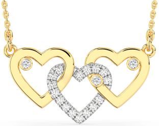 Large Diamond Platinum & Yellow Gold Heart Necklace