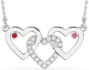 Large Diamond Platinum Heart Mother's Necklace
