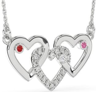 Large Diamond Platinum Heart Mother's Necklace