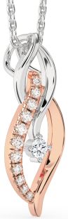 Diamond Silver & 10K Rose Gold Infinity Necklace