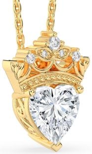 Diamond Gold Heart Crown Necklace