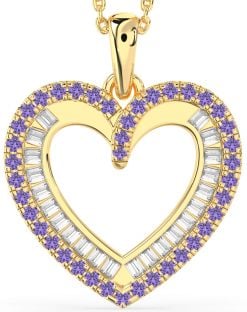 Diamond & Alexandrite Gold Silver Heart Necklace