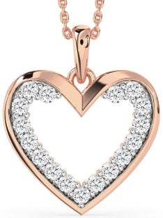 Diamond Rose Gold Silver Heart Necklace
