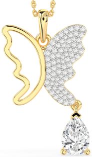 Large Diamond Gold Butterfly Necklace