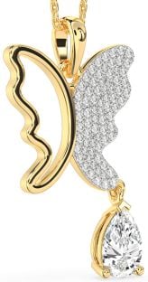 Large Diamond Gold Butterfly Necklace