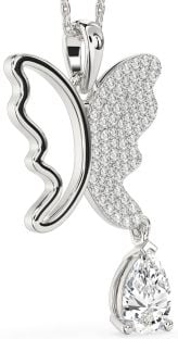 Large Diamond White Gold Butterfly Necklace