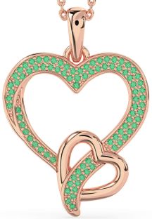 Emerald Rose Gold Heart Necklace