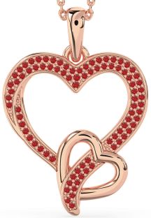 Ruby Rose Gold Heart Necklace