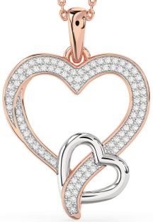 Diamond Platinum & Rose Gold Heart Necklace