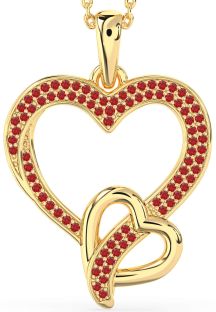 Ruby Gold Heart Necklace