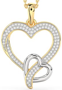 Diamond White Yellow Gold Heart Necklace
