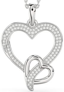 Diamond Silver Heart Necklace