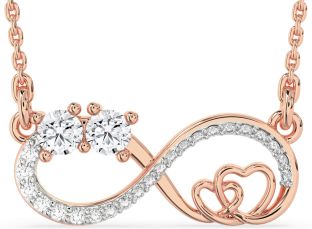 Large Diamond Rose Gold Infinity Heart Necklace