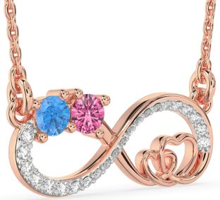 Large Diamond Rose Gold Infinity Heart Necklace