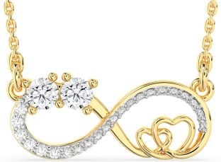 Large Diamond Gold Infinity Heart Necklace