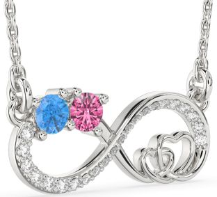 Large Diamond Silver Infinity Heart Necklace