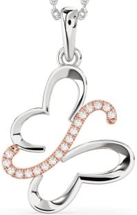 Diamond White Rose Gold Butterfly Necklace