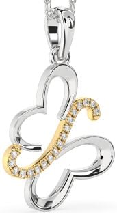 Diamond Silver & 10K gold Butterfly Necklace