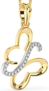 Diamond White Yellow Gold Butterfly Necklace