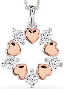 Diamond Platinum & Rose Gold Heart Necklace