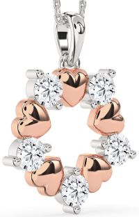 Diamond Silver & 10K Rose Gold Heart Necklace
