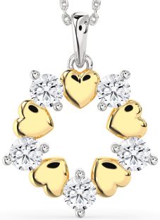 Diamond Silver & 10K gold Heart Necklace