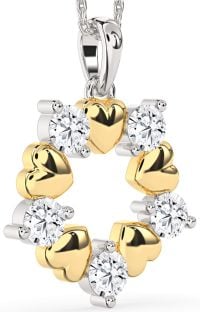 Diamond Silver & 10K gold Heart Necklace