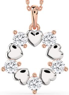 Diamond Platinum & Rose Gold Heart Necklace