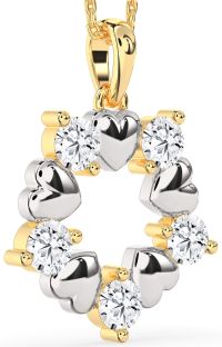 Diamond White Yellow Gold Heart Necklace