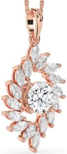 Diamond Rose Gold Silver Solitaire Necklace