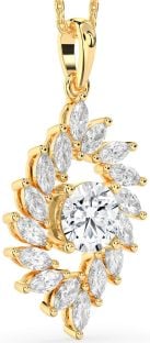 Diamond Gold Silver Solitaire Necklace