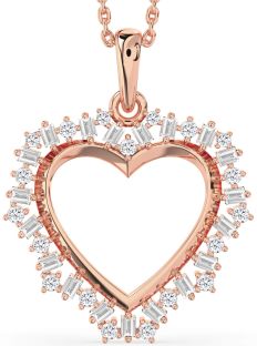 Large Diamond Rose Gold Heart Necklace
