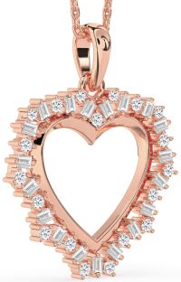 Large Diamond Rose Gold Heart Necklace